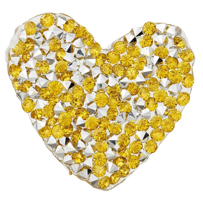 Glitzer-Herz gelb-silber, 4 cm