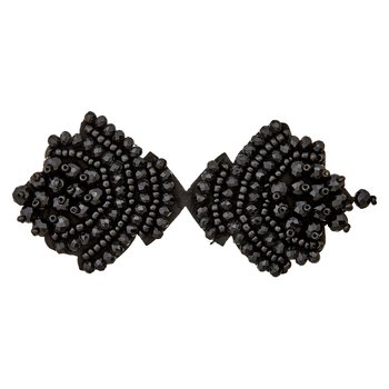 Perlen Applikation schwarz 9,5 x 4,5 cm