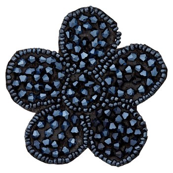 Perlen Blüten Applikation dunkelblau 7,5 cm