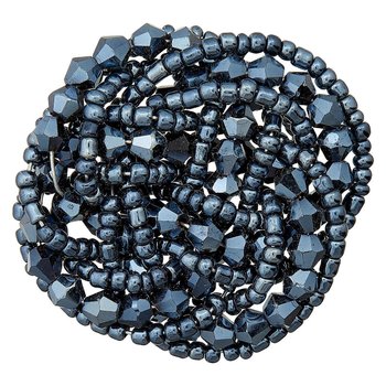 Perlen Knoten Applikation blau 4 cm