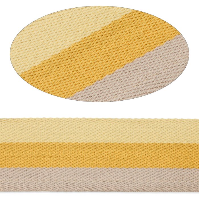 Taschengurt gestreift beige-senf-hellgelb, 4 cm