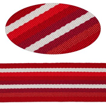 Taschengurt gestreift rot-bordeaux-rost, 4 cm