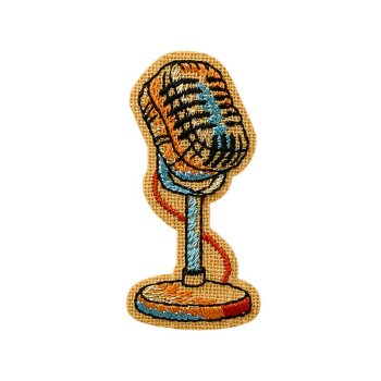 Mikrofon Vintage beige-blau, 2,5 x 5 cm