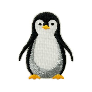 Recycl-Patch Pinguin schwarz-weiß-grau, 4,2 x 5 cm