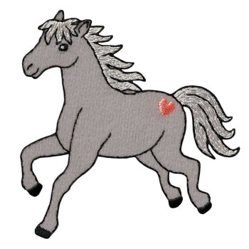 Pferd mit Herz grau-silber, 7,3 x 7,5 cm