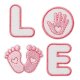 Baby Love rosa, je 2 Stk. 2,3 x 3 cm und Ø 3cm