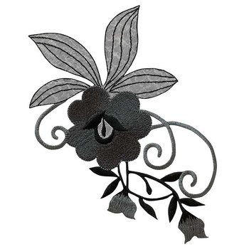 Blumenornament schwarz-grau, 18,5 x 11,5 cm