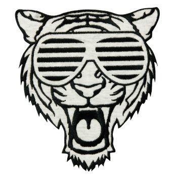 Tiger mit Brille, schwarz-weiß, 11,5 x 13 cm