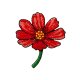 Blume mit Stiel, rot, 3,8 x 4,2 cm