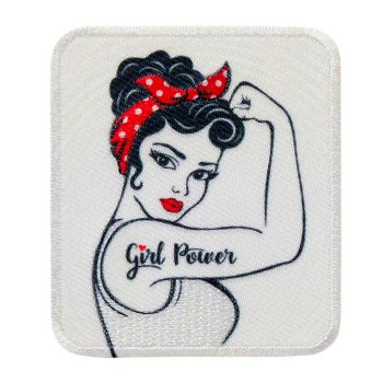 Girl Power, weiß-schwarz-rot, 5,1 x 5,9 cm
