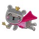 Superheldin Teddy, grau-pink, 7,6 x 5,4 cm