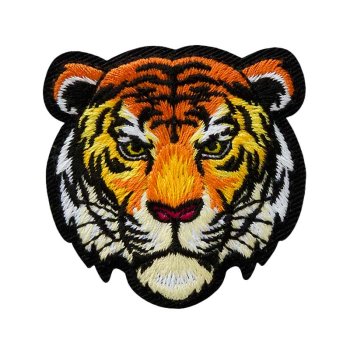 Tigerkopf klein, orange-schwarz-weiß, 5 x 5 cm