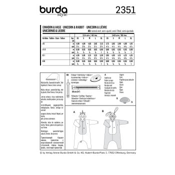Burda 2351, Einhorn & Hase