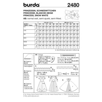 Burda 2480, Prinzessin, Schneewittchen