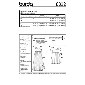 Burda 6312, Kleid – Empire-Linie – Ballett- Ausschnitt