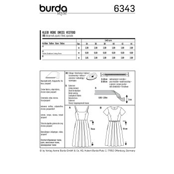 Burda 6343, Kleid mit Faltenrock –Trägerkleid