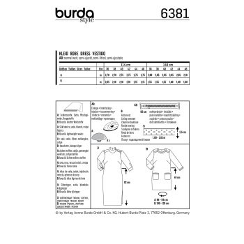 Burda 6381Retro-Kleid im 80-er Stil, Schmales Kleid mit Borte