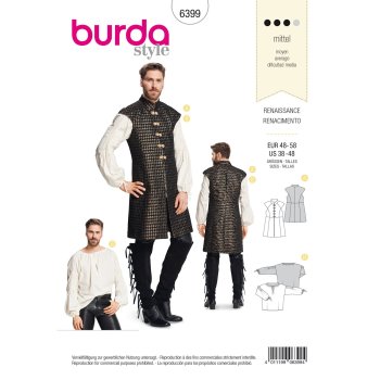 Burda 6399, Renaissance - Lange Weste und Hemd für Herren