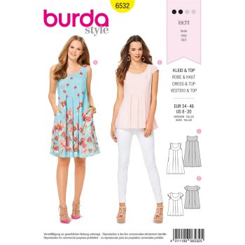 Burda 6532, Hänger-Kleid & Top