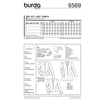 Burda 6569, Jacke mit V-Ausschnitt und Kragenblende