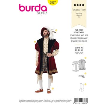 Burda 6887, Renaissance Mantel, Strümpfe und Hut