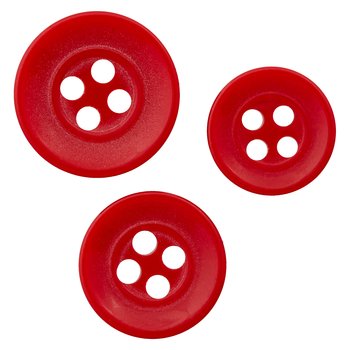 4-Loch Hemden- und Blusenknopf 9 bis 11 mm, rot-grau