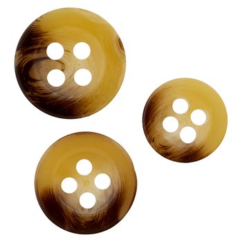 4-Loch Hemden- und Blusenknopf 9 bis 11 mm, beige-braun