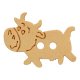 2-Loch Holzknopf „glückliche Kuh“ 20 mm, farblos lackiert
