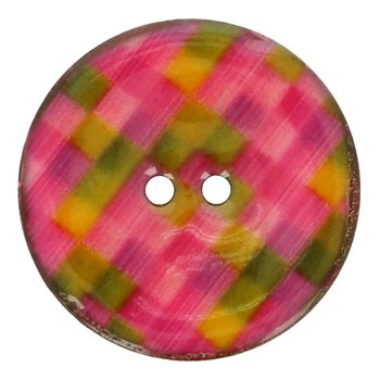 Kokosknopf "Pixel" 30 mm, rosa-grün