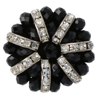 Perlenknopf mit Straß 30 und 40 mm, schwarz-crystal