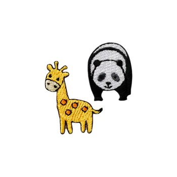 Panda schwarz-weiß, 1,8 x 2 cm und Giraffe gelb,...