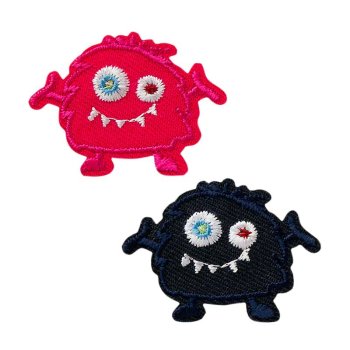 lachende Monster, dunkelblau und rot, 3,5 x 3 cm