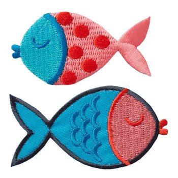 Fische, 2 Stk. rot-blau, 6,2 x 3,3 cm