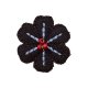 Stickmotiv "Blüte mit Perlen" 2,2 cm, schwarz-rot