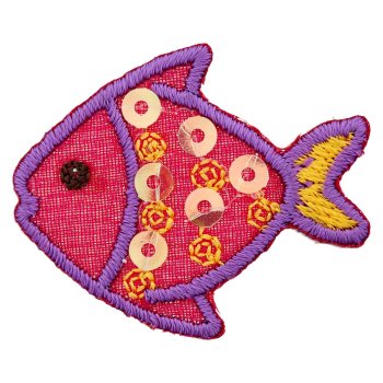 Stickmotiv "Buntfisch" 3,8 x 3  cm, pink-lila