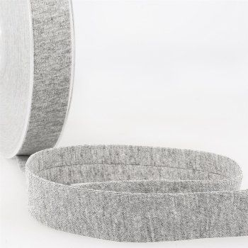 Jersey Schrägband 40/20 mm, hellgrau meliert