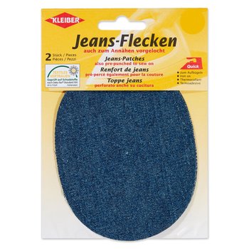 Jeans-Flecken in ovalform zum Aufbügeln, mittelblau