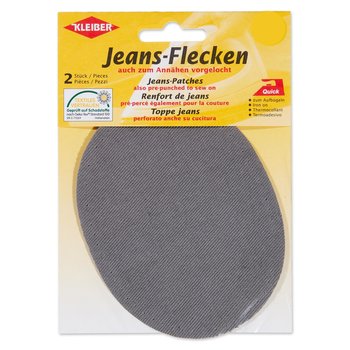 Jeans-Flecken in ovalform zum Aufbügeln, grau