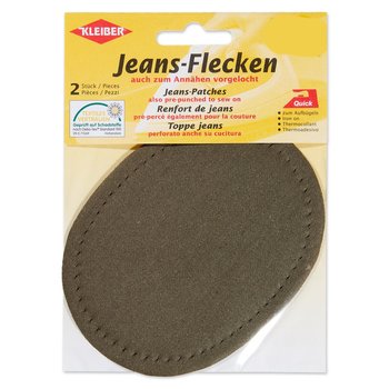 Jeans-Flecken in ovalform zum Aufbügeln, oliv