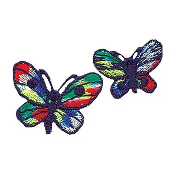 2 bunte Schmetterlinge, 2,1 x 1,6 cm, 2,5 x 2 cm