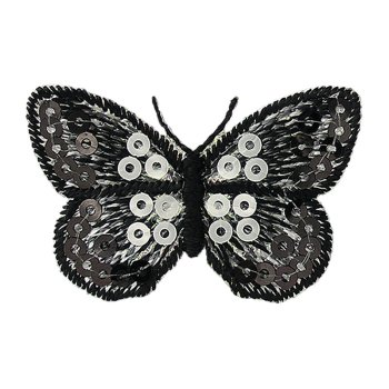 Schmetterling schwarz-silber, 4,2 x 2,7 cm