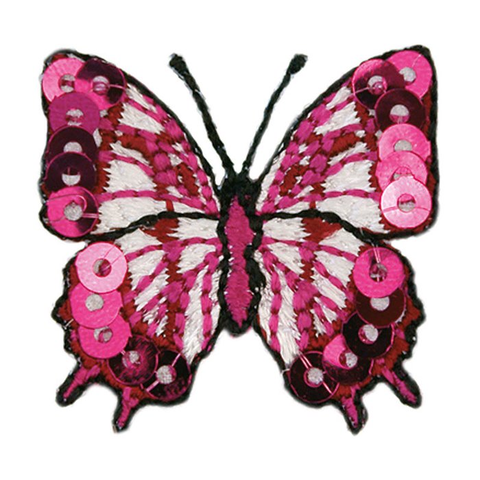 pinkfarbener Schmetterling mit Pailletten, 3 x 3 cm