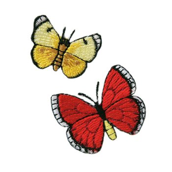 2 Schmetterlinge, 2,9 x 2 cm, 3,5 x 2,5 cm