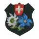 Schweizer Wappen mit Enzian und Edelweiß, 5 x 5,5 cm