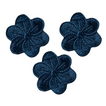 3 dunkelblaue Blumen, Ø 2,2 cm