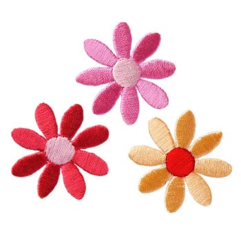 3 bunte Blüten in Sommerfarben, Ø 3,5 cm