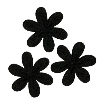 3 schwarze Blumen, Ø 4,2 cm