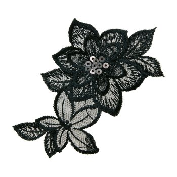 Blumenornament, schwarz, 9 x 9,5 cm