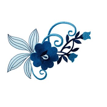 blaues Blumenornament, 16,8 x 13,7 cm
