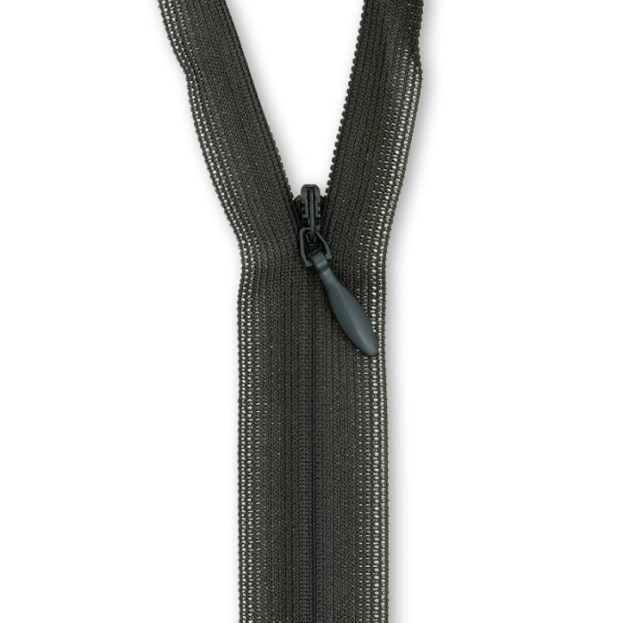 Nahtverdeckter Reißverschluss 22 cm, dunkel grüngrau